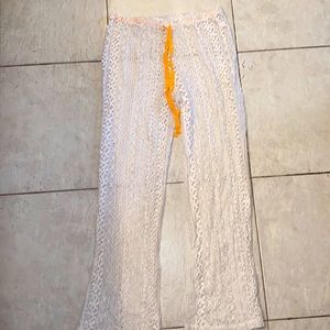 White lace beach pants